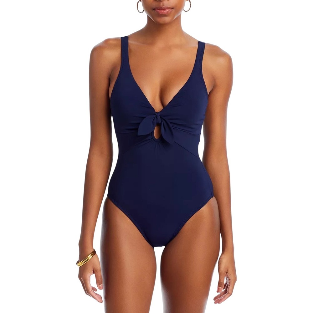 J Mclauglin x Robin Piccone | Ava Plunge Neck Tie-Front One Piece Swimsuit Sz 6
